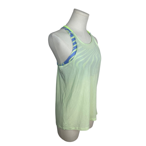 Athleta Girl Support Tank Lime Green/Blue Striped Racerback XXLG /16 - New