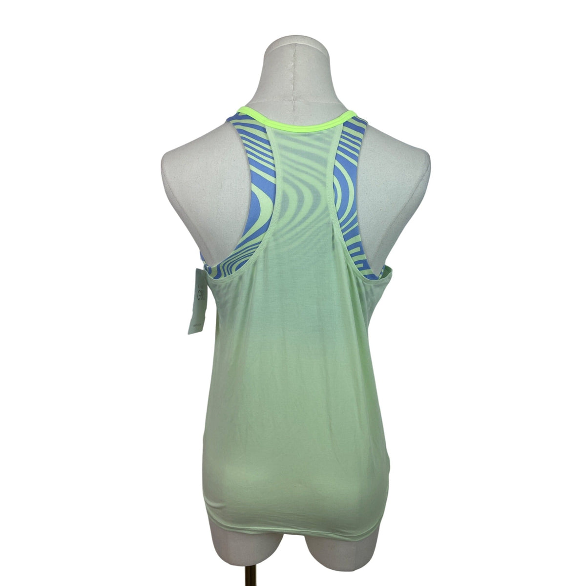 Athleta Girl Support Tank Lime Green/Blue Striped Racerback XXLG /16 - New