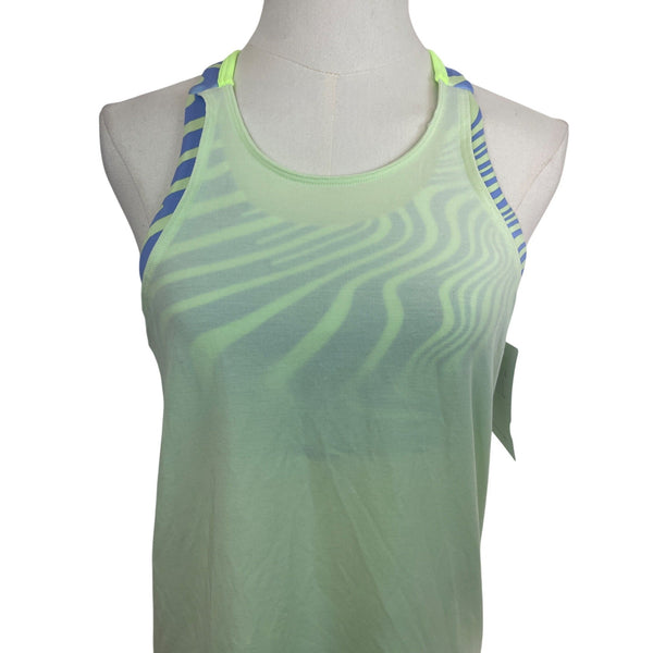 Athleta Girl Support Tank Lime Green/Blue Striped Racerback XXLG /16 - New