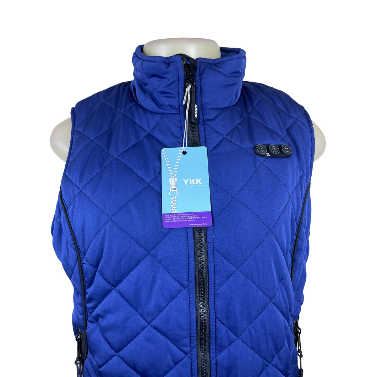 Arris Womens Blue Quilted Heated Vest Full Zip Warm Fleece-Lined - New