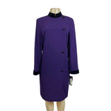 Kasper A.S.L. Purple Button-Up Long Sleeve Womens Dress Sz 8 - New