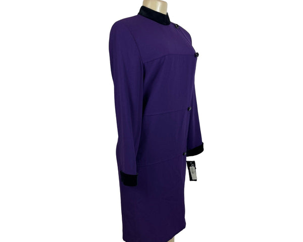 Kasper A.S.L. Purple Button-Up Long Sleeve Womens Dress Sz 8 - New
