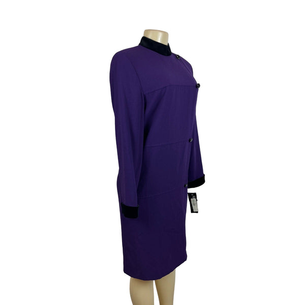 Kasper A.S.L. Purple Button-Up Long Sleeve Womens Dress Sz 8 - New