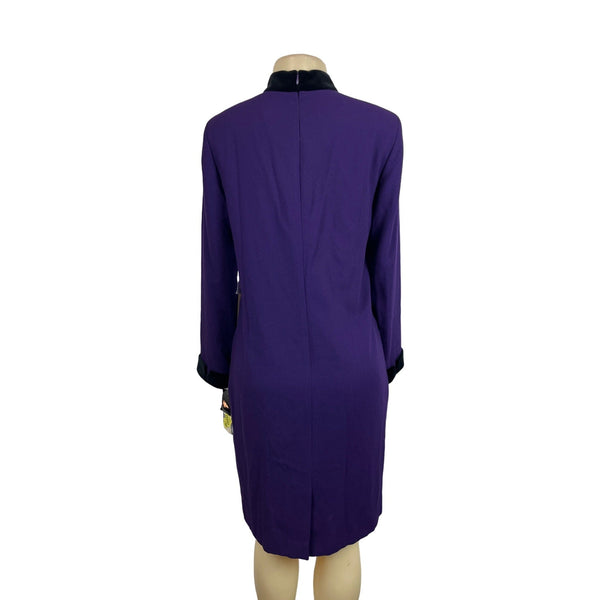 Kasper A.S.L. Purple Button-Up Long Sleeve Womens Dress Sz 8 - New