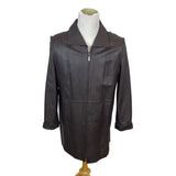 Jaclyn Smith Mens Brown Genuine Leather Jacket With Front Zipper & Pockets Sz XL