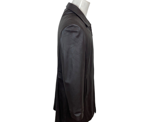 Jaclyn Smith Mens Brown Genuine Leather Jacket With Front Zipper & Pockets Sz XL
