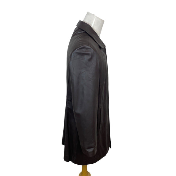Jaclyn Smith Mens Brown Genuine Leather Jacket With Front Zipper & Pockets Sz XL