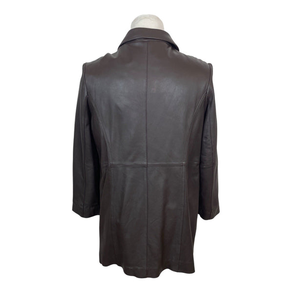 Jaclyn Smith Mens Brown Genuine Leather Jacket With Front Zipper & Pockets Sz XL