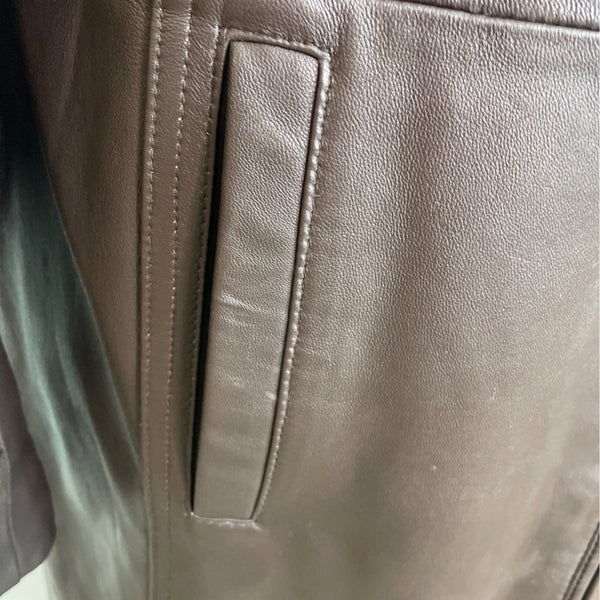 Jaclyn Smith Mens Brown Genuine Leather Jacket With Front Zipper & Pockets Sz XL