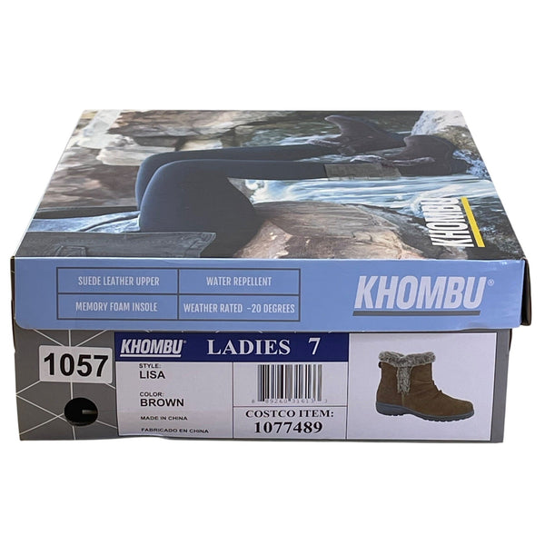 Khombu Women’s Brown Suede & Faux Fur Water Repellent Lisa Ankle Boots Size 7