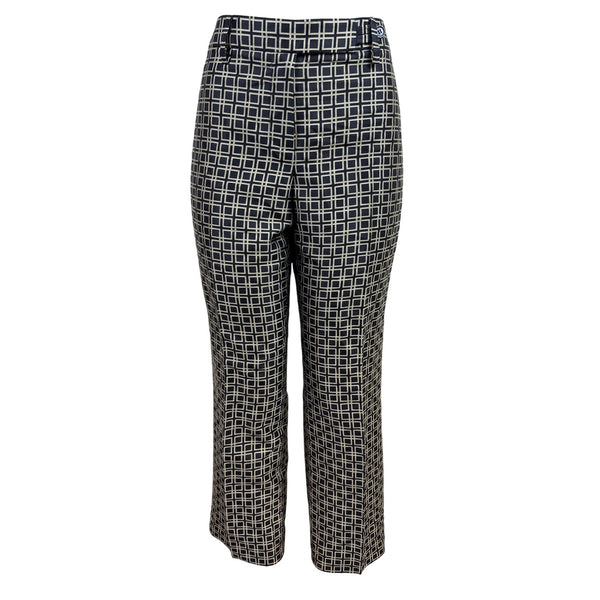 Per Se Navy & Beige Geometric Print Womens Trousers Size 8