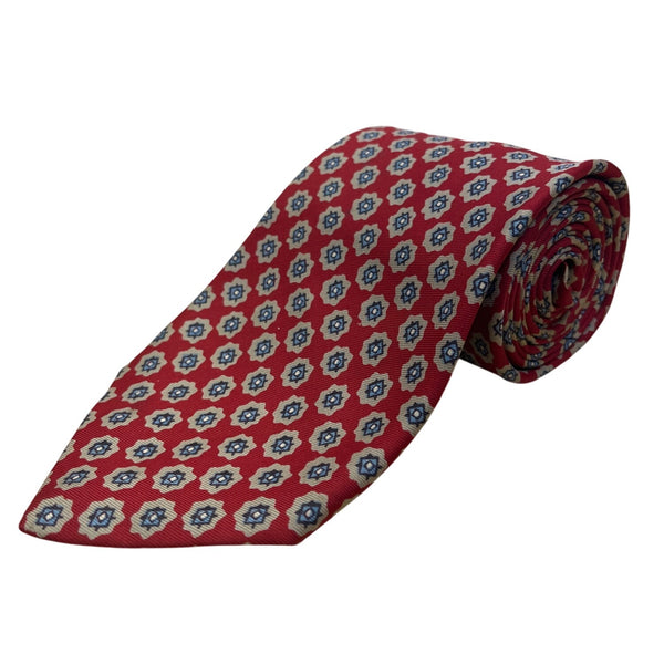 Vintage Brooks Brothers Mens Red Silk Patterned Tie England