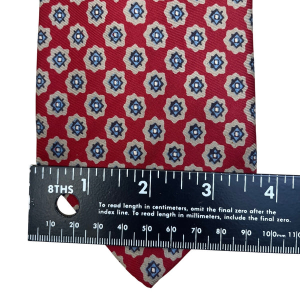 Vintage Brooks Brothers Mens Red Silk Patterned Tie England