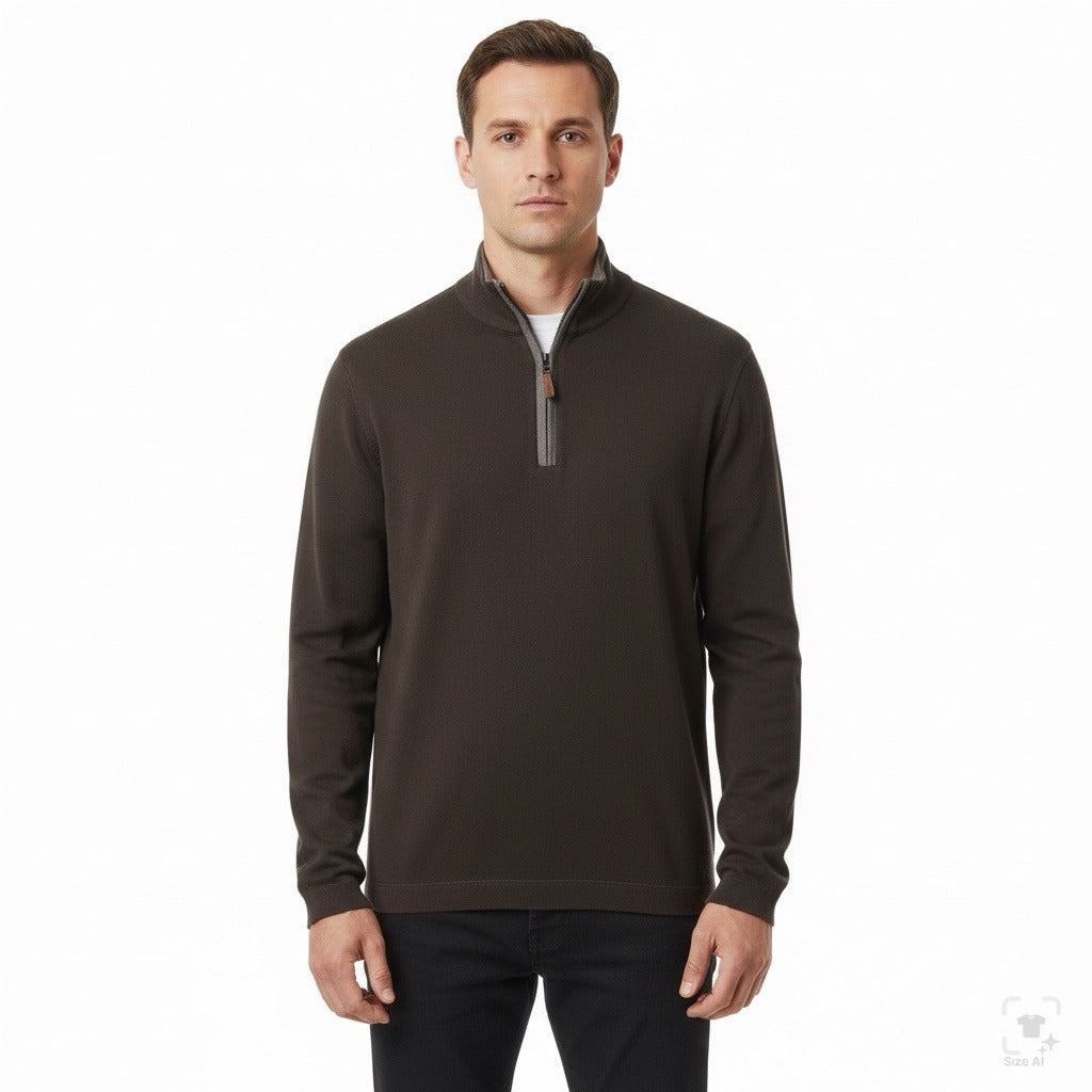 Banana Republic Mens Dark Grey Cotton 1/4 Zip Sweater Long Sleeve Size M