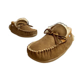 L.L Bean Men's Brown Leather & Fur Moccasin Shoes Sz 10