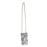 Calvin Klein White Reptile Skin Print Canvas W Golden Chain Strap Clutch Bag