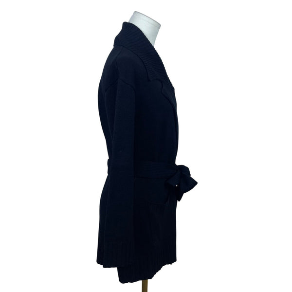 Banana Republic Womens Black Merino Wool Belted Cardigan Sweater Size M