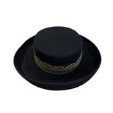 Black Felt Hat W/ Gold Lace Band & Colorful Fabric Flowers Bollman Hat Co