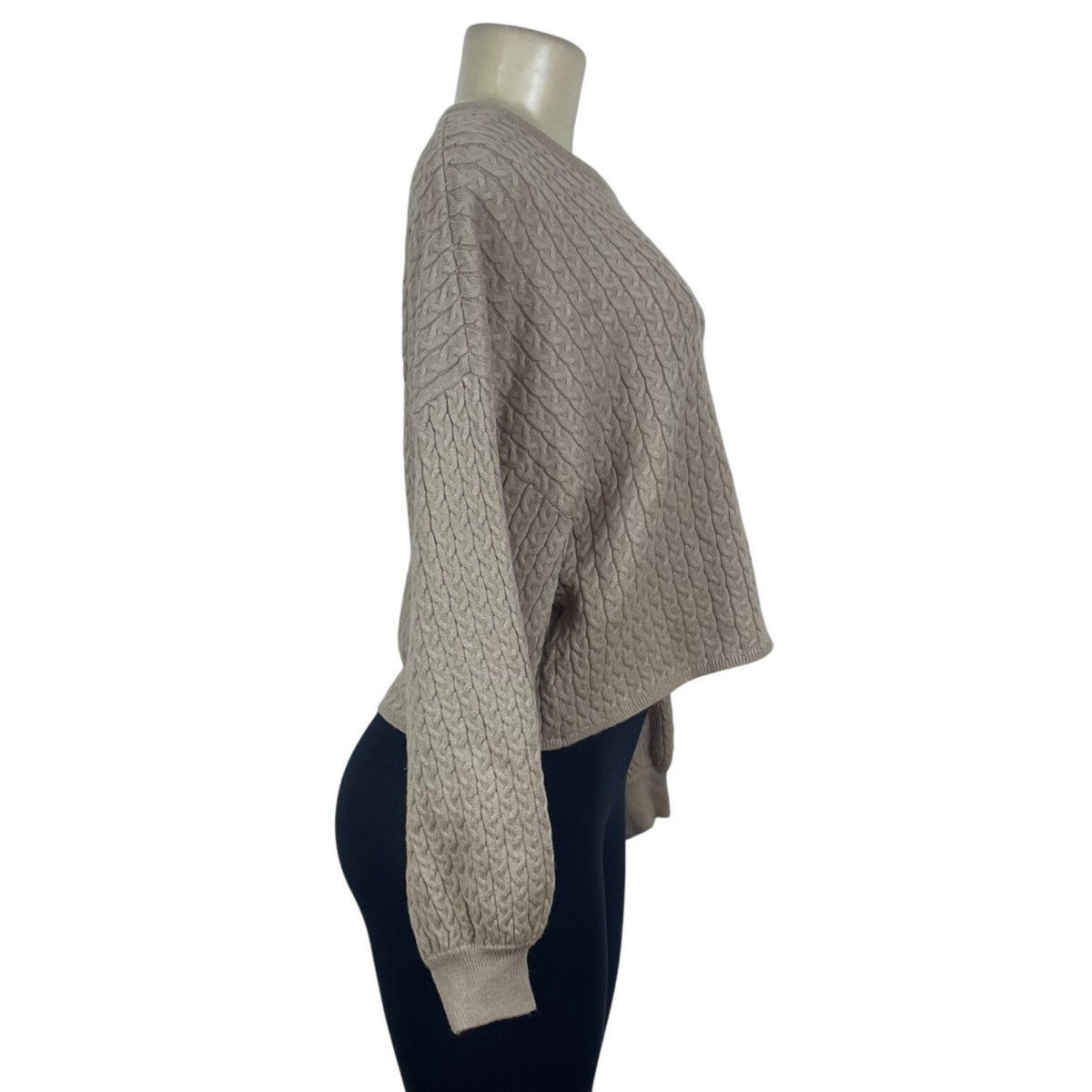 Truth Women's Beige Cable Knit Cropped Sweater Size M