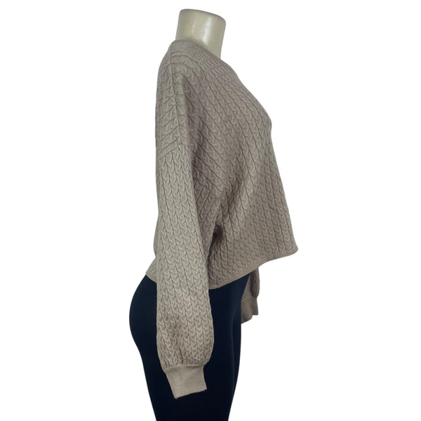 Truth Women's Beige Cable Knit Cropped Sweater Size M