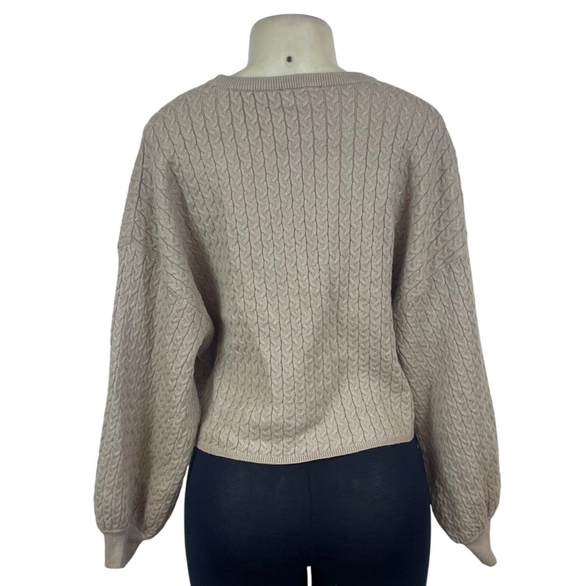 Truth Women's Beige Cable Knit Cropped Sweater Size M