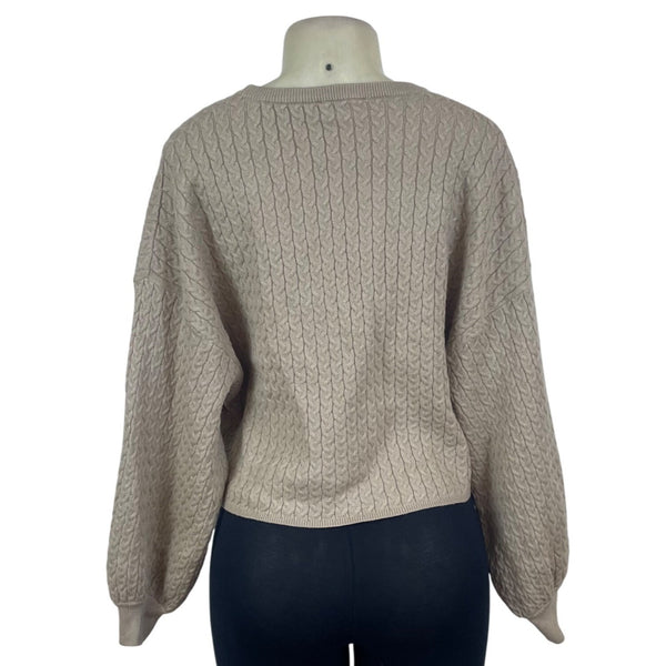 Truth Women's Beige Cable Knit Cropped Sweater Size M