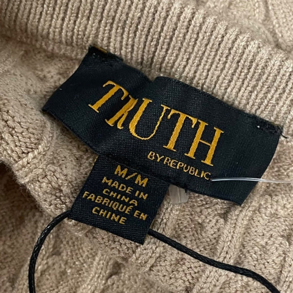 Truth Women's Beige Cable Knit Cropped Sweater Size M