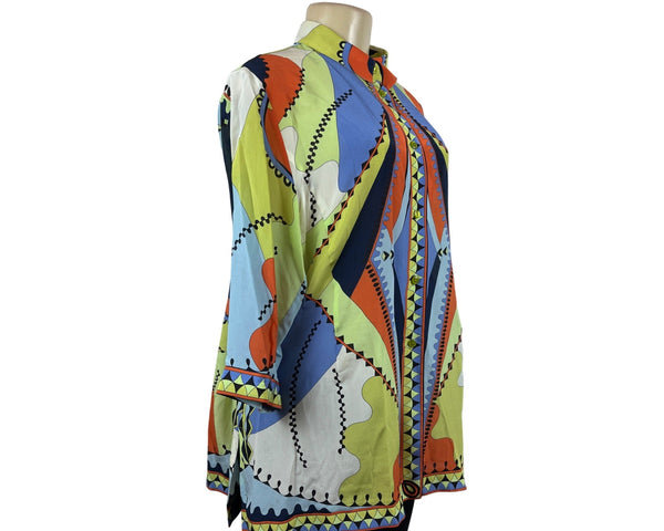 Bessi Womens Multicolor Abstract Pattern Button-Up Blouse Size 18