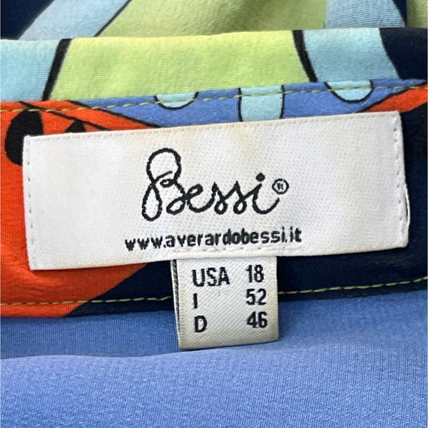 Bessi Womens Multicolor Abstract Pattern Button-Up Blouse Size 18