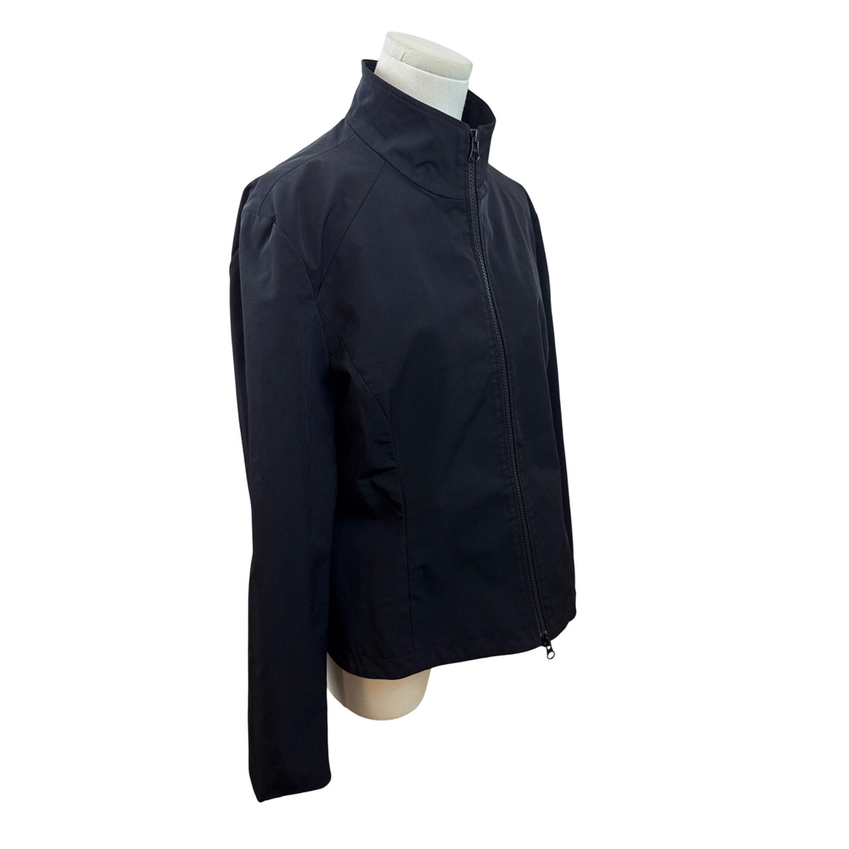 Nine West Womens Black Zip-Front Jacket With High Collar & Long Sleeves
