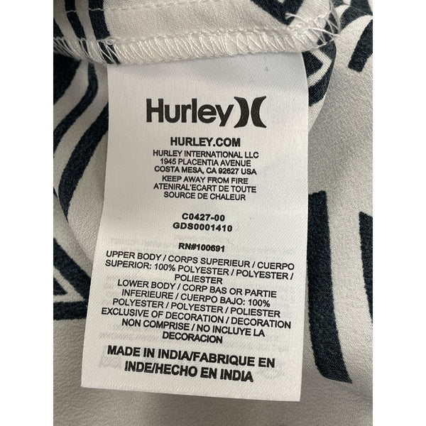 Hurley Women Strapless Black & White Aztec Print Smocked Back Dress Sz XS - New