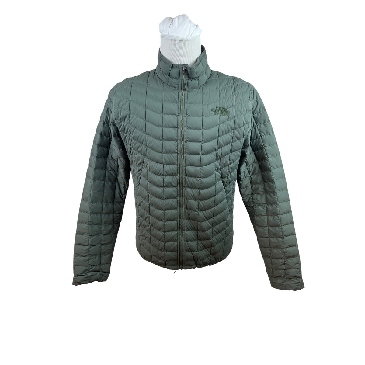 The North Face Mens ThermoBall Quilted Jacket Olive Green Lightweight Size M