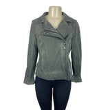 Marrakech Women's Olive Green Zip Up Wide Lapel Moto Jacket Sz M