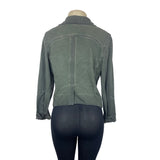 Marrakech Women's Olive Green Zip Up Wide Lapel Moto Jacket Sz M