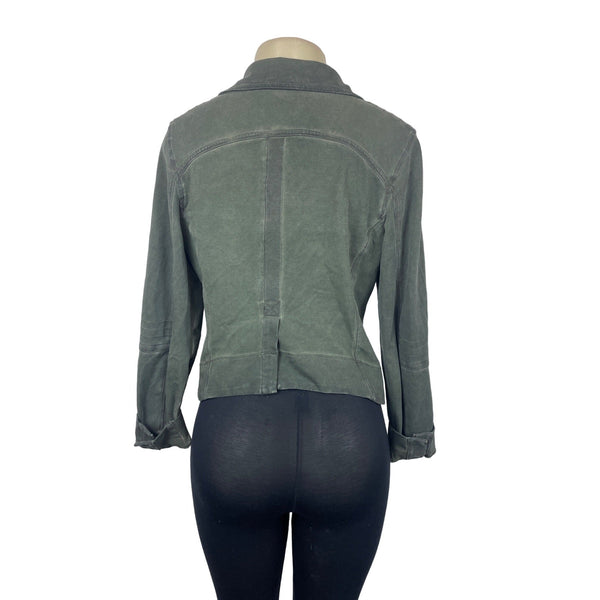 Marrakech Women's Olive Green Zip Up Wide Lapel Moto Jacket Sz M