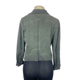 Marrakech Women's Olive Green Zip Up Wide Lapel Moto Jacket Sz M
