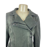 Marrakech Women's Olive Green Zip Up Wide Lapel Moto Jacket Sz M