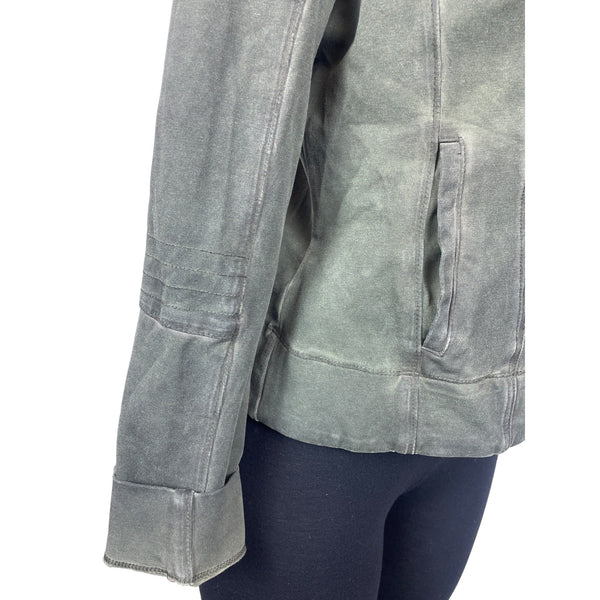 Marrakech Women's Olive Green Zip Up Wide Lapel Moto Jacket Sz M