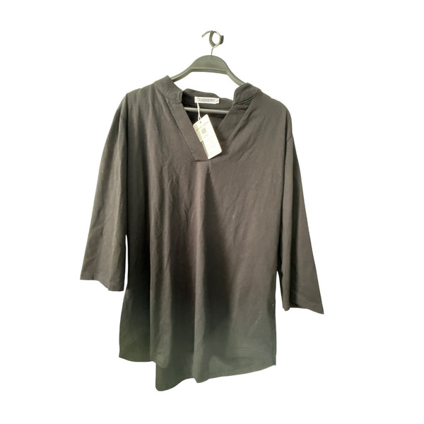 Ceasikery Men’s Black Cotton 3/4 Sleeve V-Neck T-Shirt Size XL Casual Top NWT