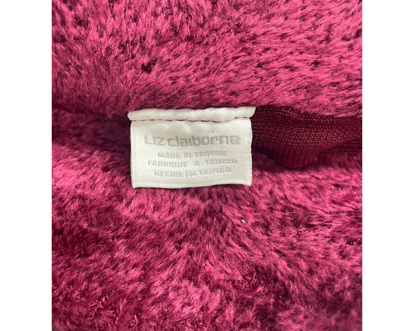 Liz Claiborne Faux Fur Plush Burgundy Bucket Hat Winter Accessory Made In Taiwan