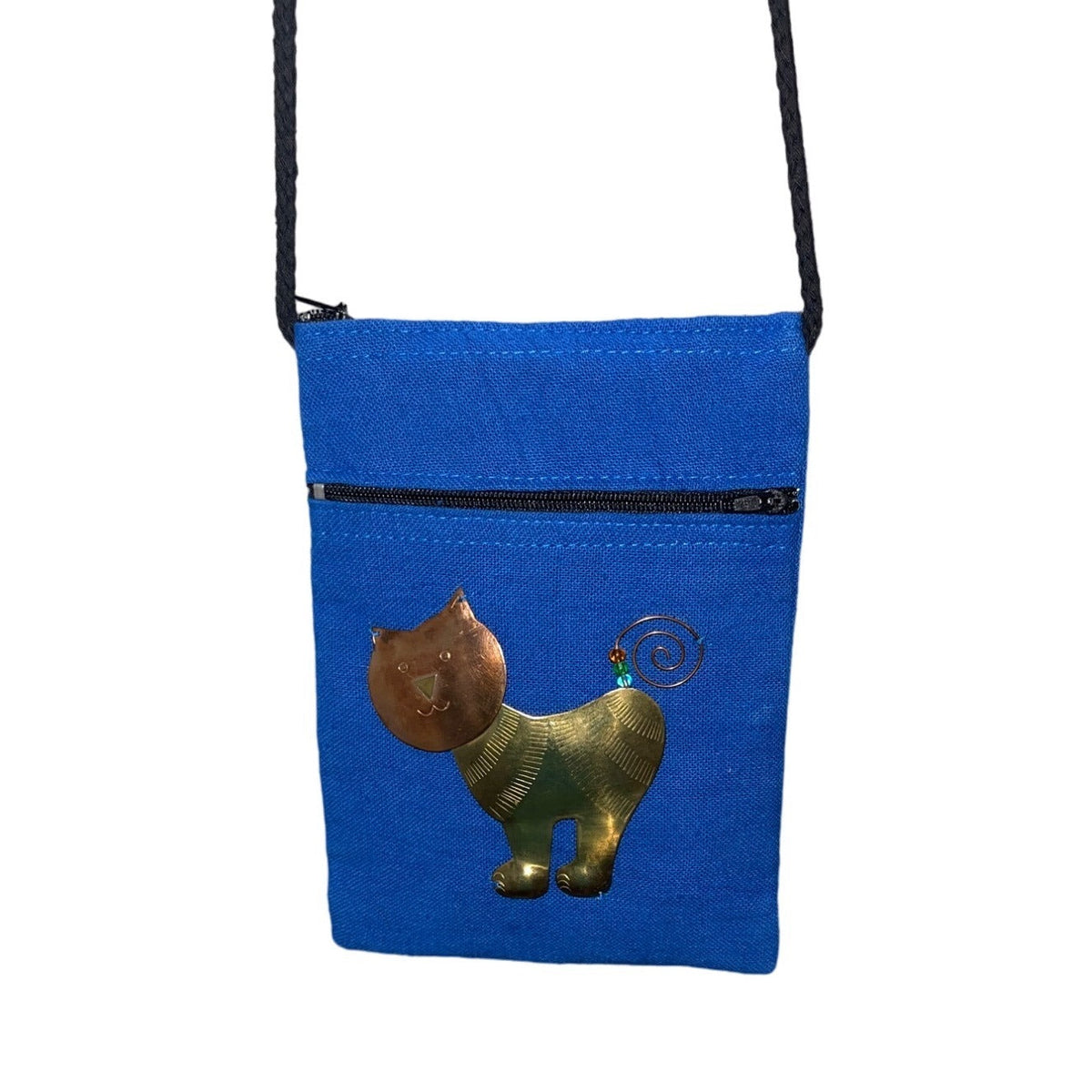 Unbranded Women's Blue Copper Cat Crossbody Phone Bag Sz S