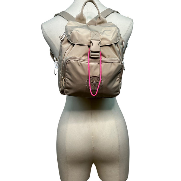 Adidas Women’s Beige Adjustable Straps Embroidered Logo Travel Mini Backpack