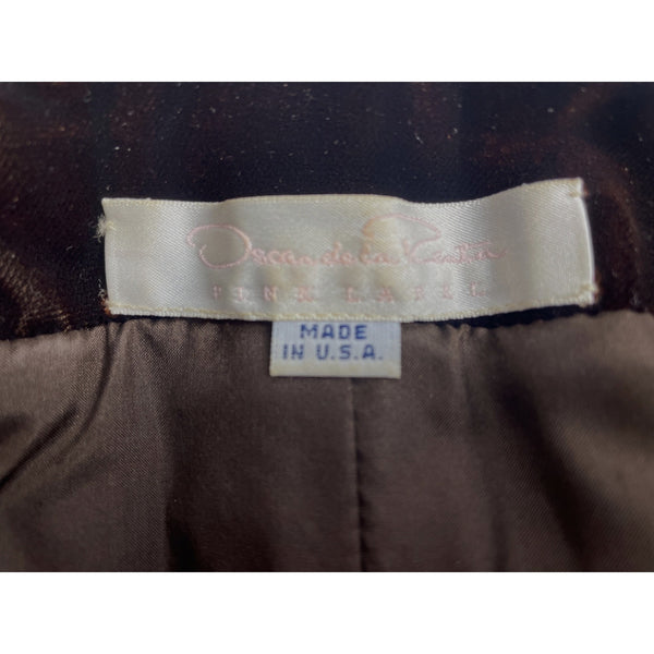 Oscar de la Renta Neiman Marcus Women's Brown Embroidered Velvet Blazer Size 8