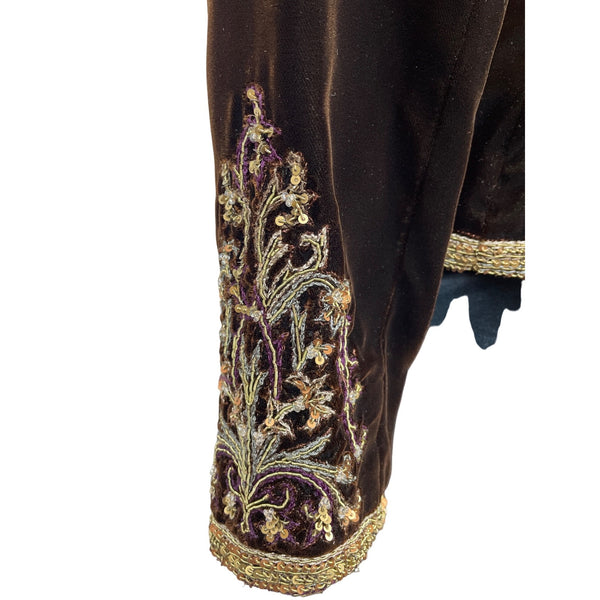 Oscar de la Renta Neiman Marcus Women's Brown Embroidered Velvet Blazer Size 8