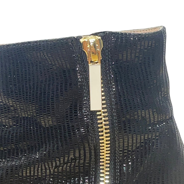 Dear Frances Women’s Black Leather Block Heel Snake-Embossed Ankle Boots Size 7
