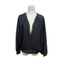 Cattiva By Mava Jornot Black Pleated Blouse With Textured Sleeves Sz 14