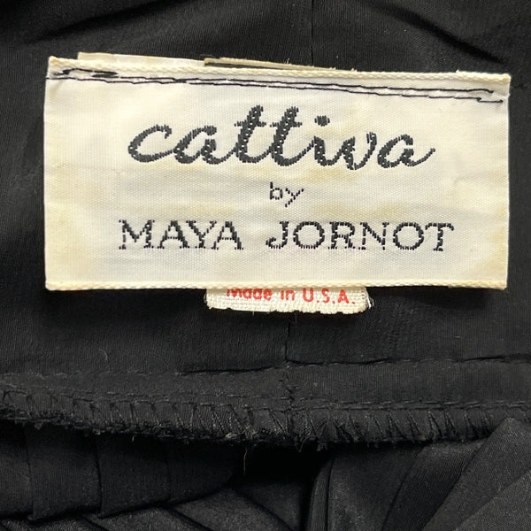 Cattiva By Mava Jornot Black Pleated Blouse With Textured Sleeves Sz 14