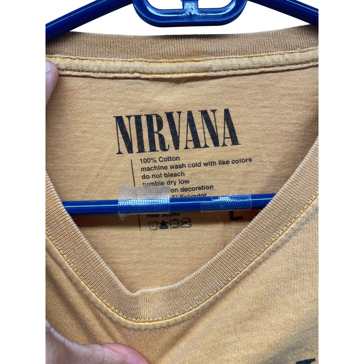 Nirvana Mens Mustard Cotton T-Shirt Large Graphic Logo Print Casual Wear