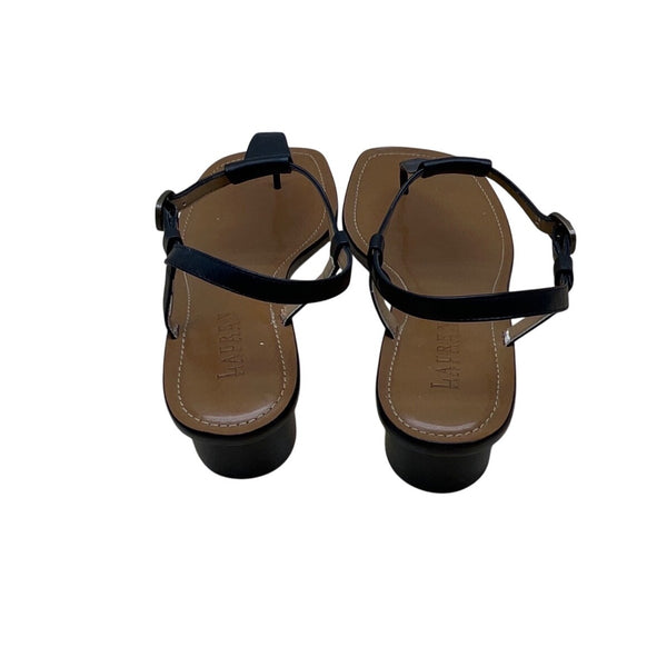 Lauren Ralph Lauren Women's Black Napa Leather Fabiola Heeled Sandals Sz 10B