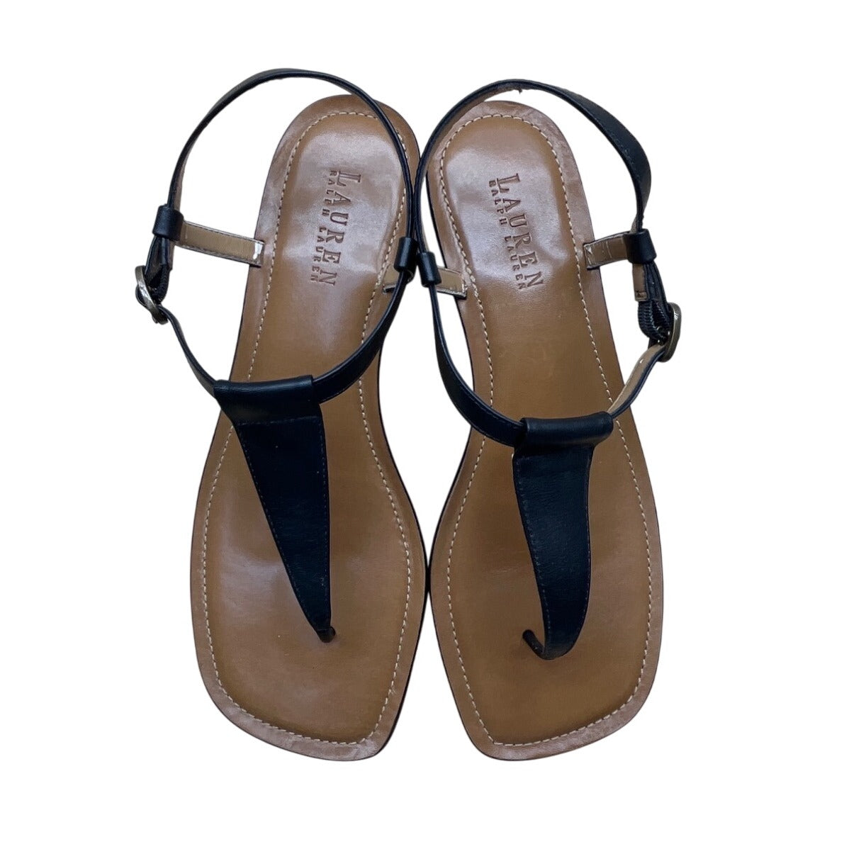 Lauren Ralph Lauren Women's Black Napa Leather Fabiola Heeled Sandals Sz 10B